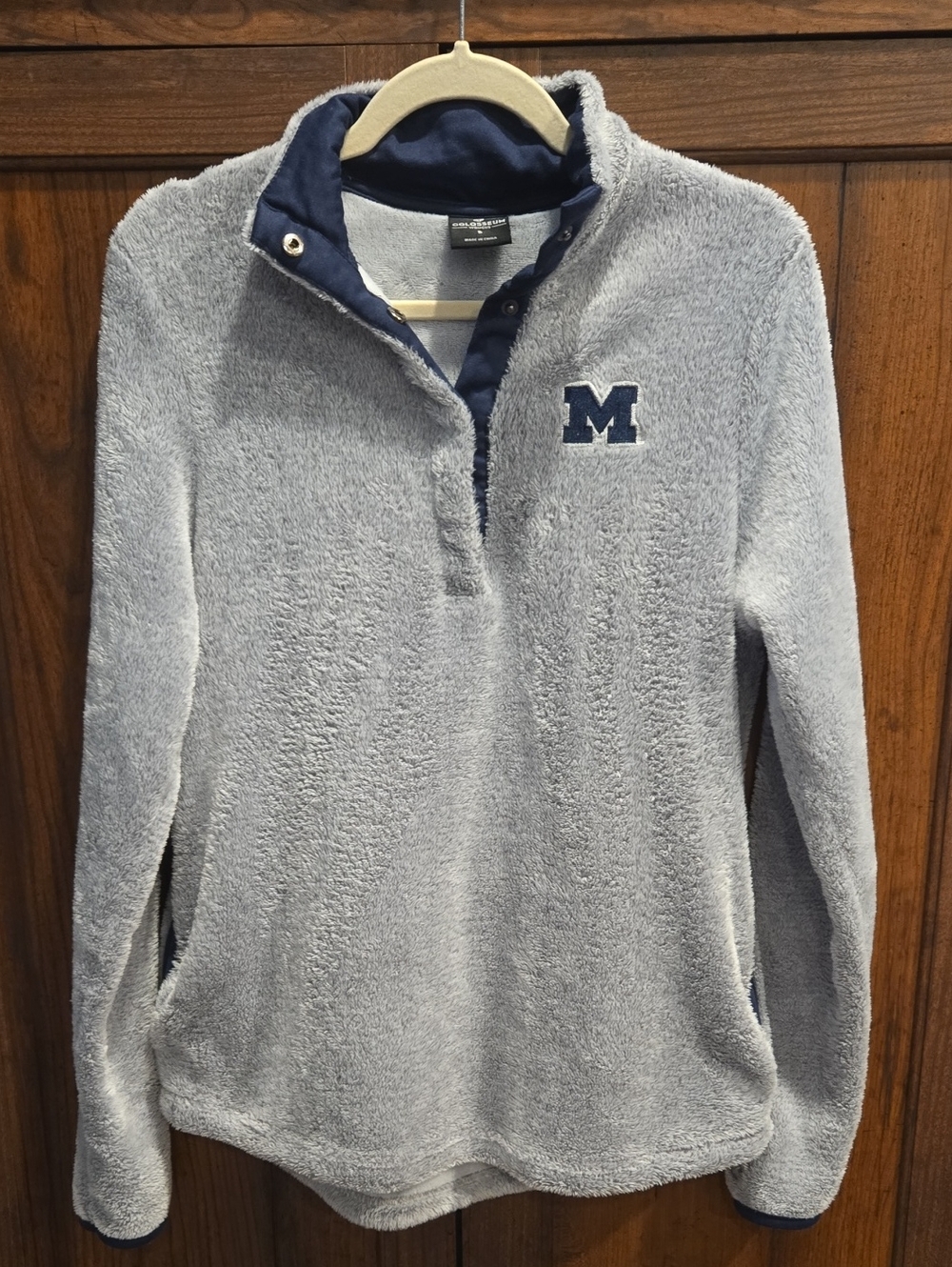 Colosseum Men's Light Gray Fleece Zip Pull-Over with Navy Accents